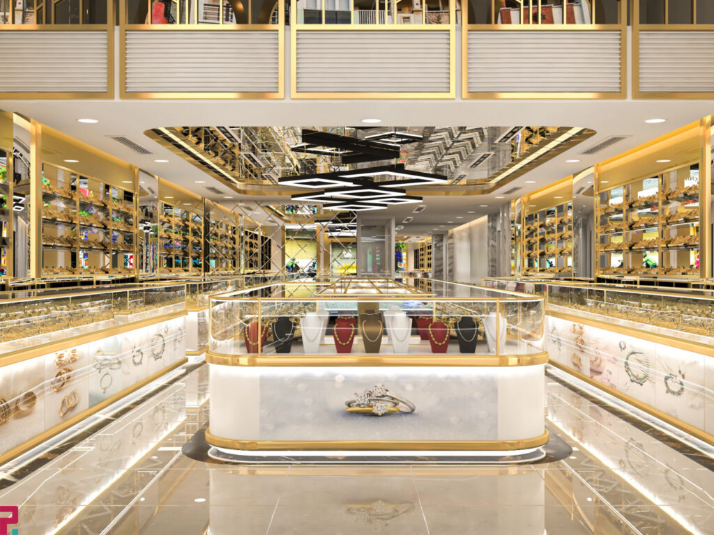 Mặt tiền showroom Tuấn Kiệt màu ánh kim